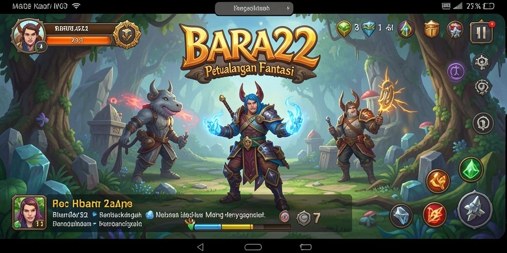 Screenshot utama BARA22 menampilkan momen pertarungan epik dalam RPG.