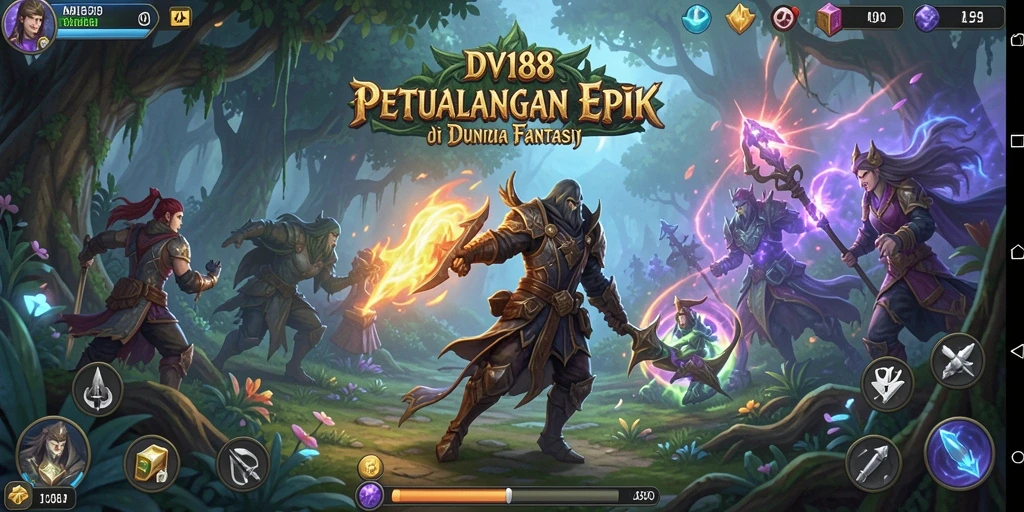 Screenshot gameplay DV188 yang menampilkan pertempuran epik dan karakter yang menawan.