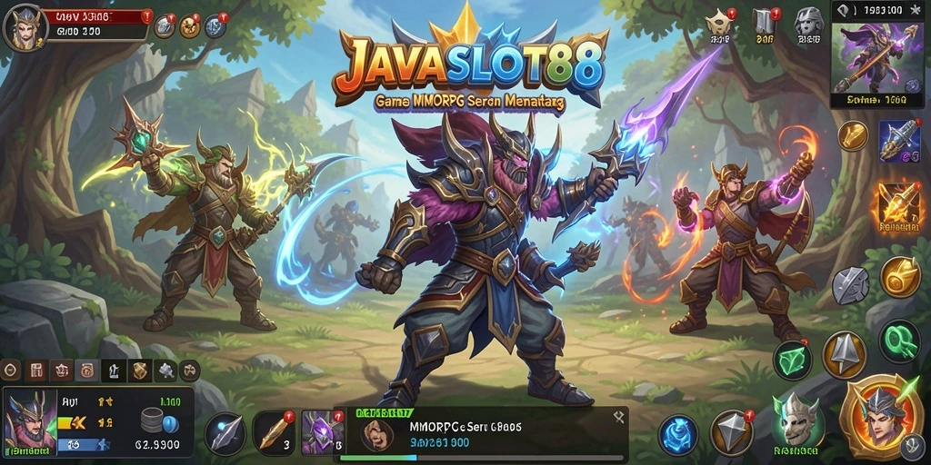 Tangkapan layar utama JAVASLOT88 yang menunjukkan aksi petualangan MMORPG.