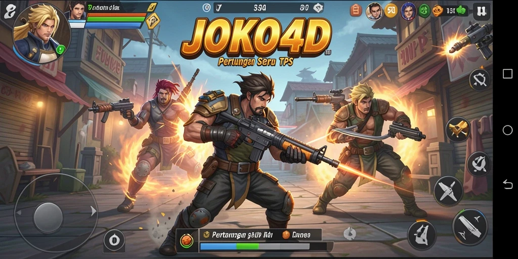Tangkapan layar JOKO4D menampilkan aksi menembak yang intens dalam gameplay TPS.