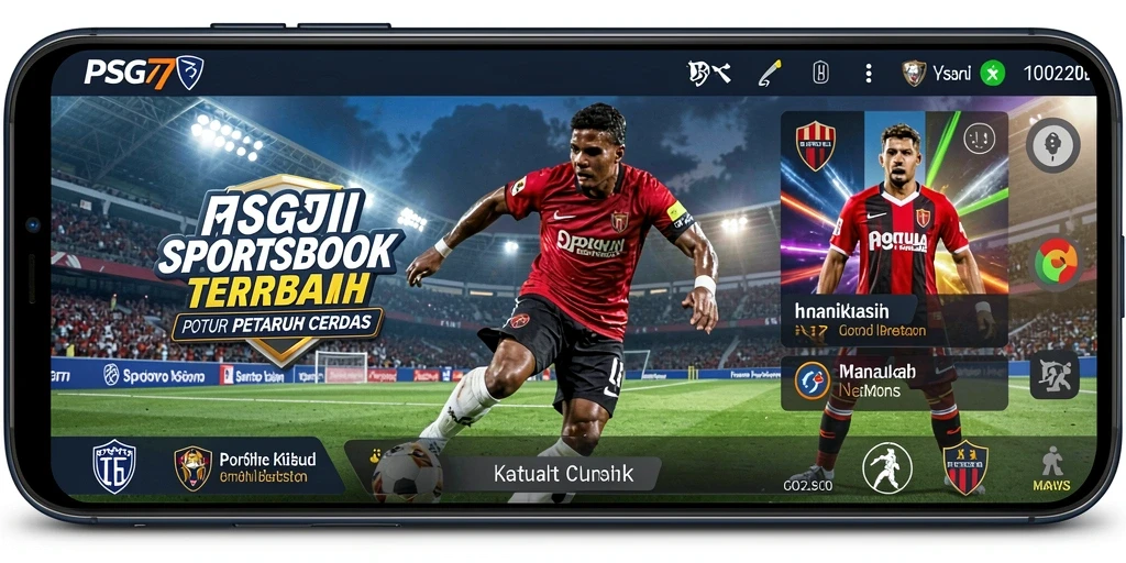 Screenshot utama yang menunjukkan antarmuka taruhan olahraga PSG77.