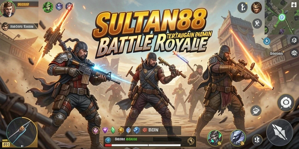 Screenshot menunjukkan aksi seru dalam gameplay Battle Royale SULTAN88.